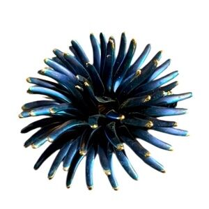 Spiny Starburst Metallic Blue with Gold Tip Brooch Pin